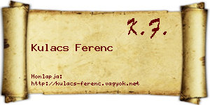 Kulacs Ferenc névjegykártya